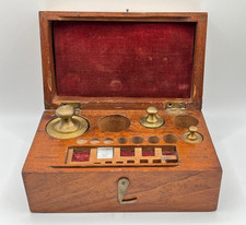 Vintage Becker's Sons Lab Scale OTTONE PESO Set OSU Bureau of Mines Scatola di Legno