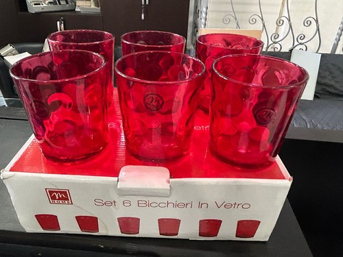Set bicchieri vetro rossi - set, 6