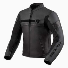 GIACCA JACKET MOTO REV'IT REVIT MILE PELLE LEATHER BLACK NERO FODERA REMOVIBILE