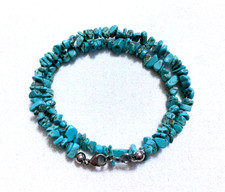 Bracciale Uomo in Pietra dura Naturale a 2 Giri chips Scaglie Turchese 5/8mm