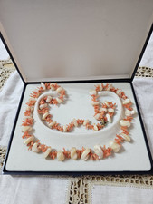 Collana Vintage In Corallo Rosa E Madreperla Gancino Argento 925