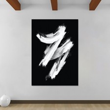 Paint Strokes - Arte astratta - Bianco e nero - Stampa artistica da parete arrotolata su tela