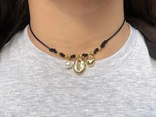 Collana choker nero ciondoli