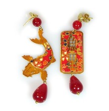  Orecchini Carpa Argento Mini Rubino