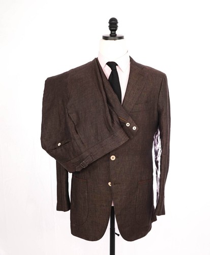750 isaia lino marrone - marrone, tab