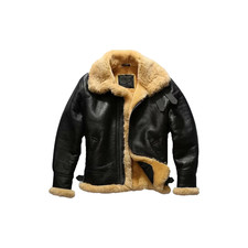 Men's Black Lambskin Leather B3 Bomber Aviator Jacket