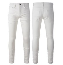 Jeans uomo cotone denim bianco