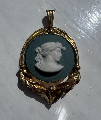 Ciondolo vintage wedgwood teal - ciondolo,