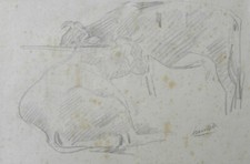 Luciano RICCHETTI (Piacenza 1897-1977) Studio con due mucche grafite cm 20x30