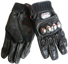 guanti moto IN PELLE neri con