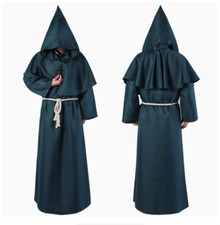 Accappatoio medievale rinascimentale monaco frate sacerdote druido con cappuccio Halloween mantello cosplay
