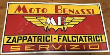 Targa insegna pubblicitaria latta Moto Benassi Servizio pubblicità vintage Orig