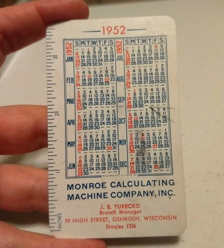 Calendario tascabile vintage