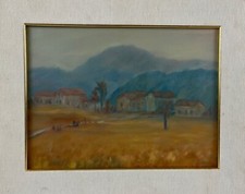 Dipinto A Olio Paesaggio Con Case Mediterraneo Spagna Francia Italia Firmato