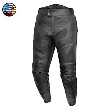 Pantaloni Moto Uomo Pelle di Vacchetta CE Armatura Protettiva Biker Racing Pantaloni