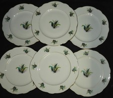 PORCELAINE DE PARIS XIXème - Décor floral MUGUET : Lot x6 assiettes plates 21 cm