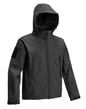 DEFCON 5 GIACCA TATTICA SOFTAIR MILITARE NERA SOFTSHELL  D5-3430 B CON CAPPUCCIO