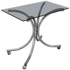 Carrello porta bevande o bar design italiano cromato e vetro, anni 80