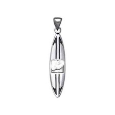 Surf Onda Crest Tavola da 925 Pendente Argento Sterling Sottile Spiaggia Oceano