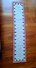 1 runner con ricamo rosso e nero fatto a mano art. Rumeno  vintage usato 140x30