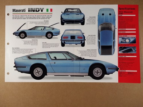 Maserati indy 1972 specifiche - maserati,