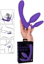 Fallo vaginale anale doppio strap on dildo in silicone indossabile per donna