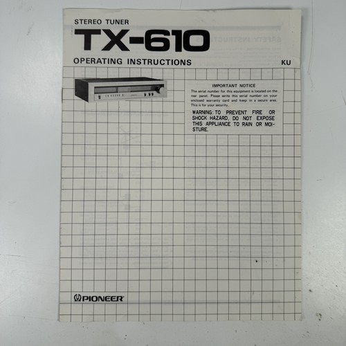 Pioneer 610 manuale - pioneer, tx-610