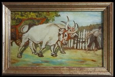 ARTE NAIF - CONTADINO CON BUOI