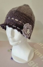 cappello berretto, misto lana invernale, sfumato di viola, donna, ragazza