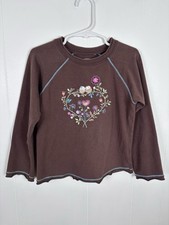 Camicia vintage Y2K Carter's marrone gufo ragazza manica lunga ricamata taglia 5Y-6Y