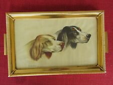 VECCHIO VASSOIO VINTAGE TAVOLA CAFFE CUCINA ANNI 50 CON CANI FIRMATO A.SAVERI