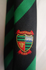 RARISSIMA CRAVATTA RUGBY GALLESE RUGBY 'TRIMSARAN RFC' A RIGHE IN POLIESTERE USATA VINTAGE.