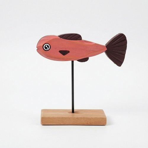 Pesce legno con base - in,