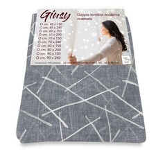 Tendina Giusy Grigio - Coppia Tende Vetro Moderne Semitrasparenti Effetto Bouclè