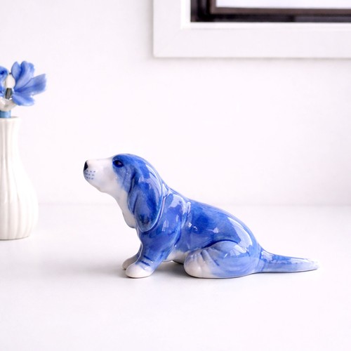 Hand painted ceramic basset - ceramic,