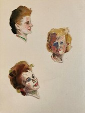 Bellissima Pittura Ritratto Donna Pittore Artista Fauve Fauvismo 1950 Collage