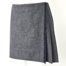 SPLENDIDA GONNA DONNA VERSACE VERSUS MINI KILT PIEGHE FRANGE LANA GRIGIO BLU 42 10