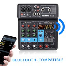 Mini Mixer Audio 4/2 Canali Bluetooth USB DJ Console + Scheda Audio Mixer Studio