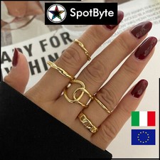 Set di 5 Anelli Donna Dorati