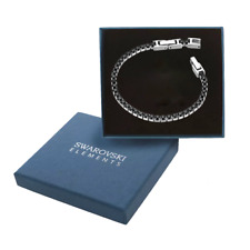 Bracciale Tennis Nero Swarovski Elements Cristalli Originali 2mm in Acciaio