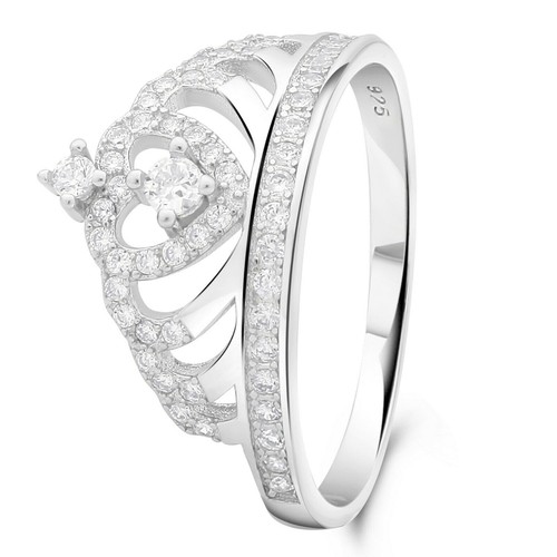 Anello corona cocktail argento