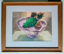 PIGNATELLI quadro acquarello natura morta vaso con frutta 59x49 cm 900 italia