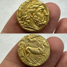 Moneta antica greca tetradracma placcata oro non ricercata con immagine facci...