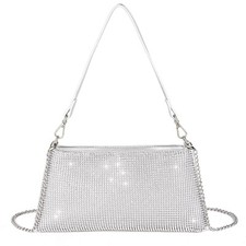Valleycomfy Pochette Argento Donna Elegante Borsa da Cerimonia Clutch (y4W)