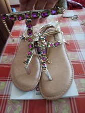 Sandali Gioiello  Multicolore Oro Con Pietre Per Cerimonia 39