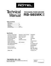 Manuale di servizio - Manuale di servizio per Rotel RB-985 MK2 