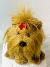 NAT & JULES Plush Yorkie Puppy Dog Christmas Red Bow Stuffed Animal 6”