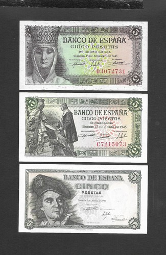 Tres billetes pesetas - tres, 5