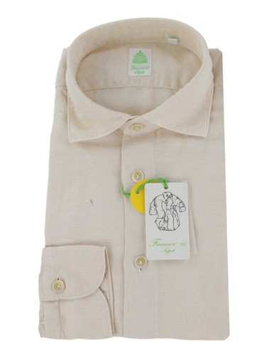 Camicia lino fantasia beige - di,