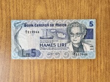 Banconota MALTA 5 LIRE MALTESI Agatha Barbara